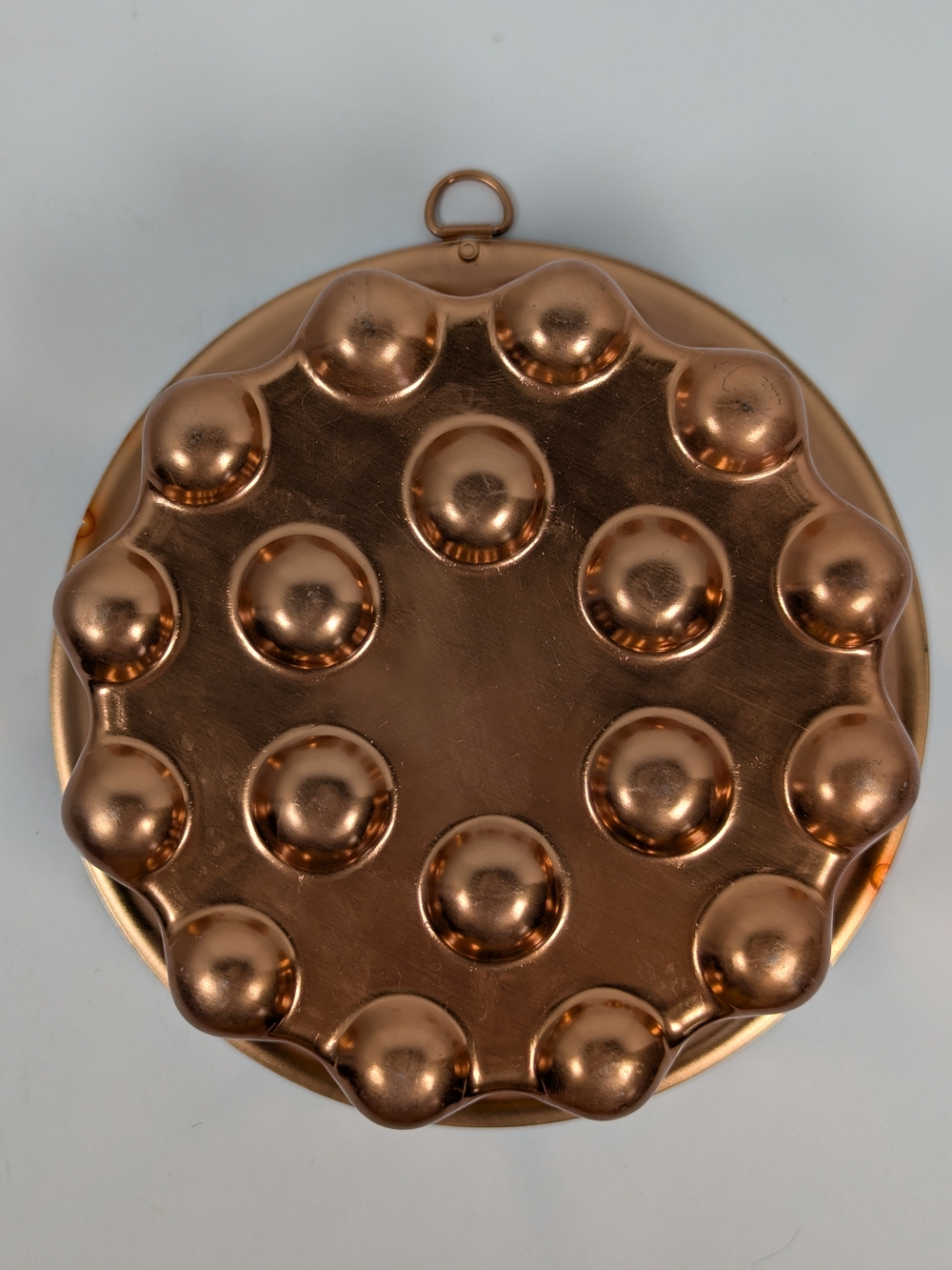 Vintage 4 Cup Copper Tone Aluminum Jello Mold Hobnail Bubble Wall Decor